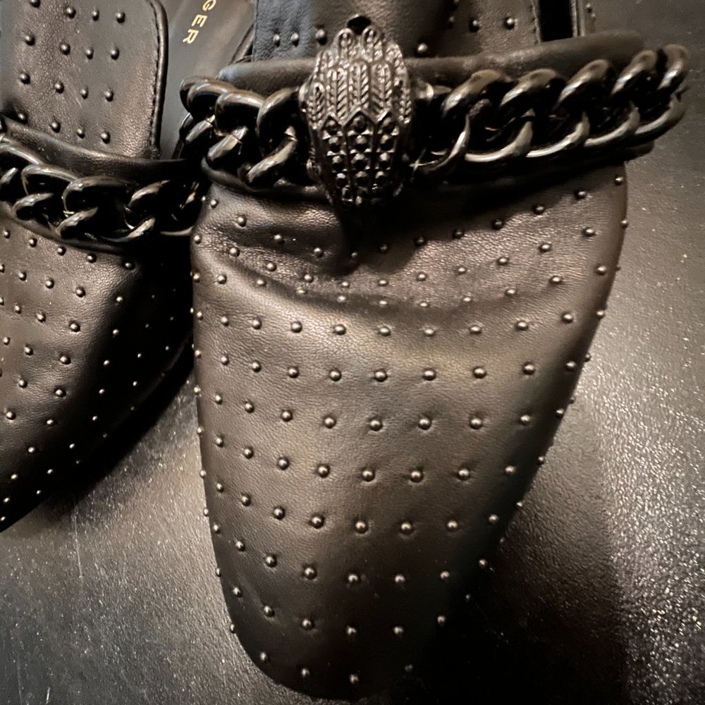 Kurt Geiger London black Chelsea studded leather flat mules - Picture 9 of 12